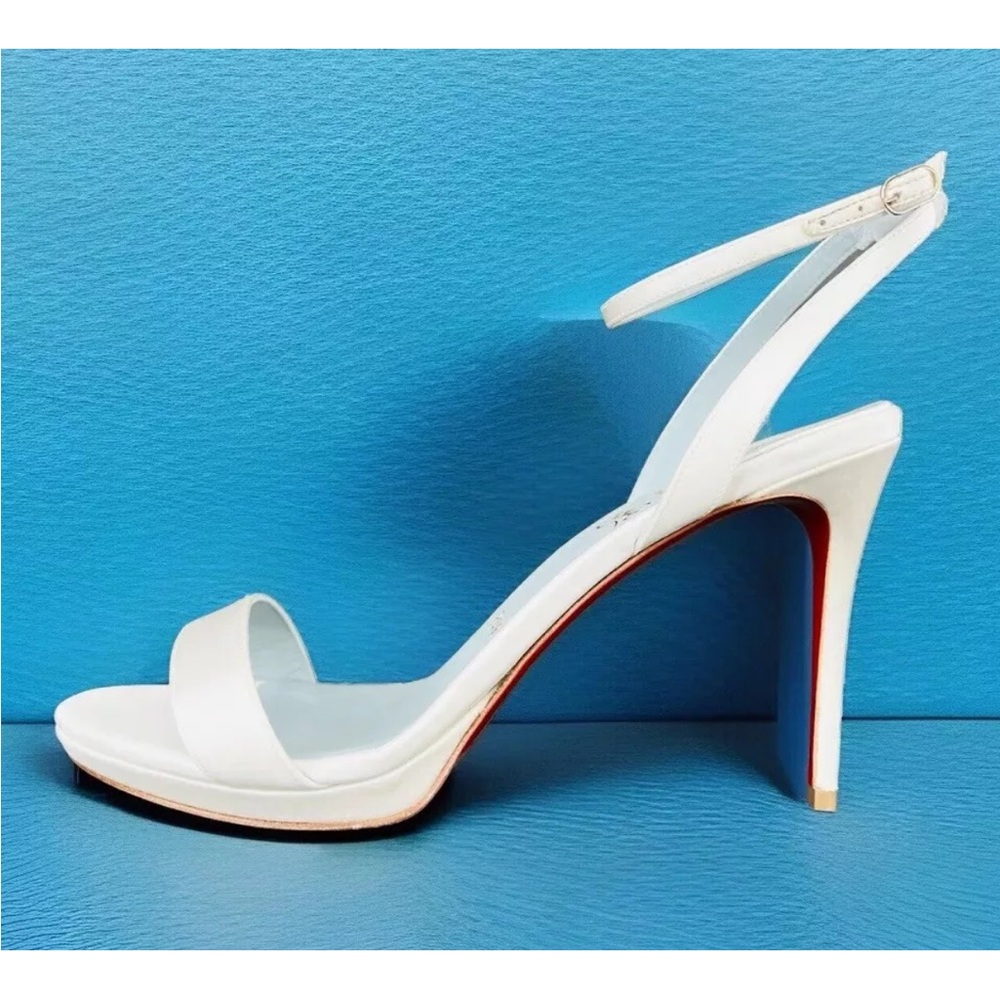 Christian Louboutin Loubigirl Bridal Ankle Strap Satin Wedding Sandals EU 41